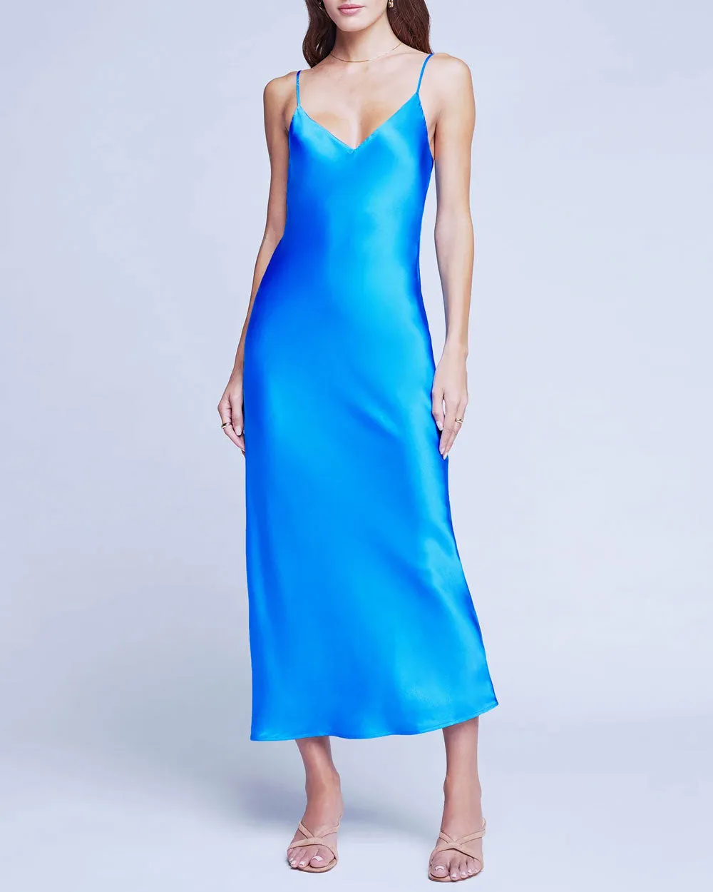 Neon Blue Seridie Midi Slip Dress