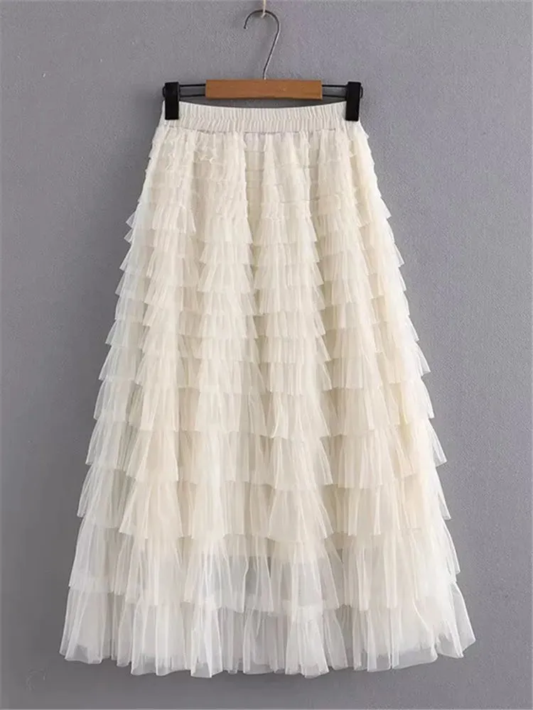 Plus Size Layered Mesh Skirt