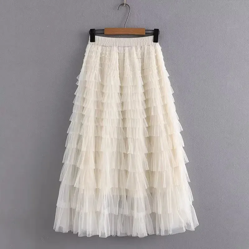 Plus Size Layered Mesh Skirt