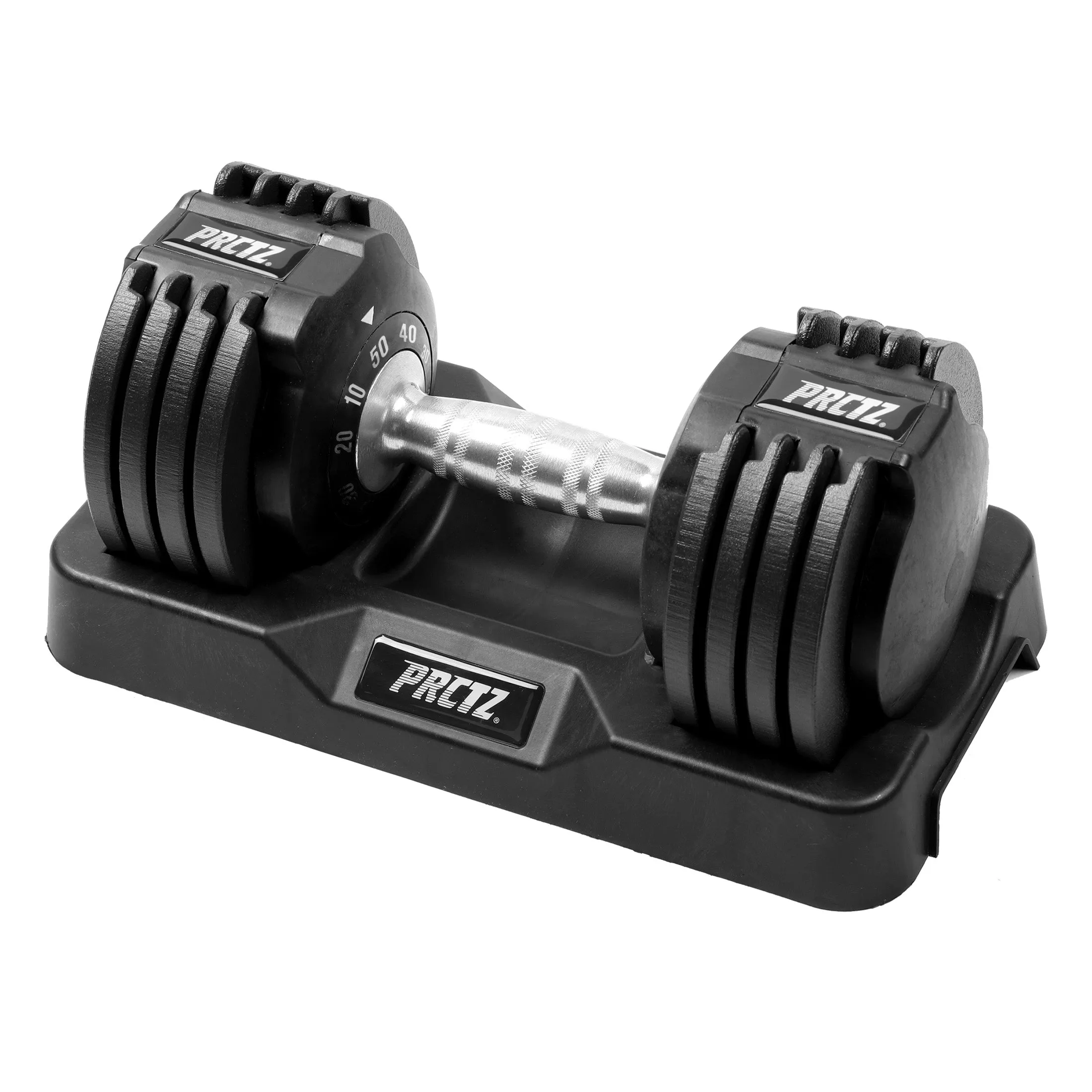 PRCTZ, 10-50lb Adjustable Dumbbell, 3-Point Safety Locking System, Single