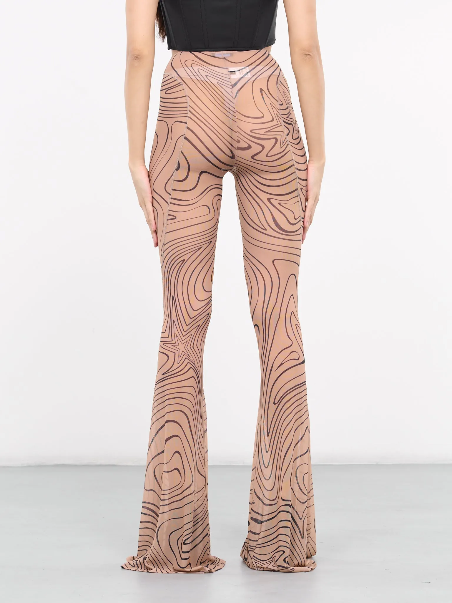 Printed Mesh Flare Leggings (24P1PA0406585-SO29-PRINT-TAN)