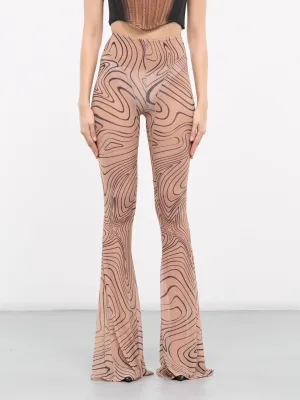 Printed Mesh Flare Leggings (24P1PA0406585-SO29-PRINT-TAN)