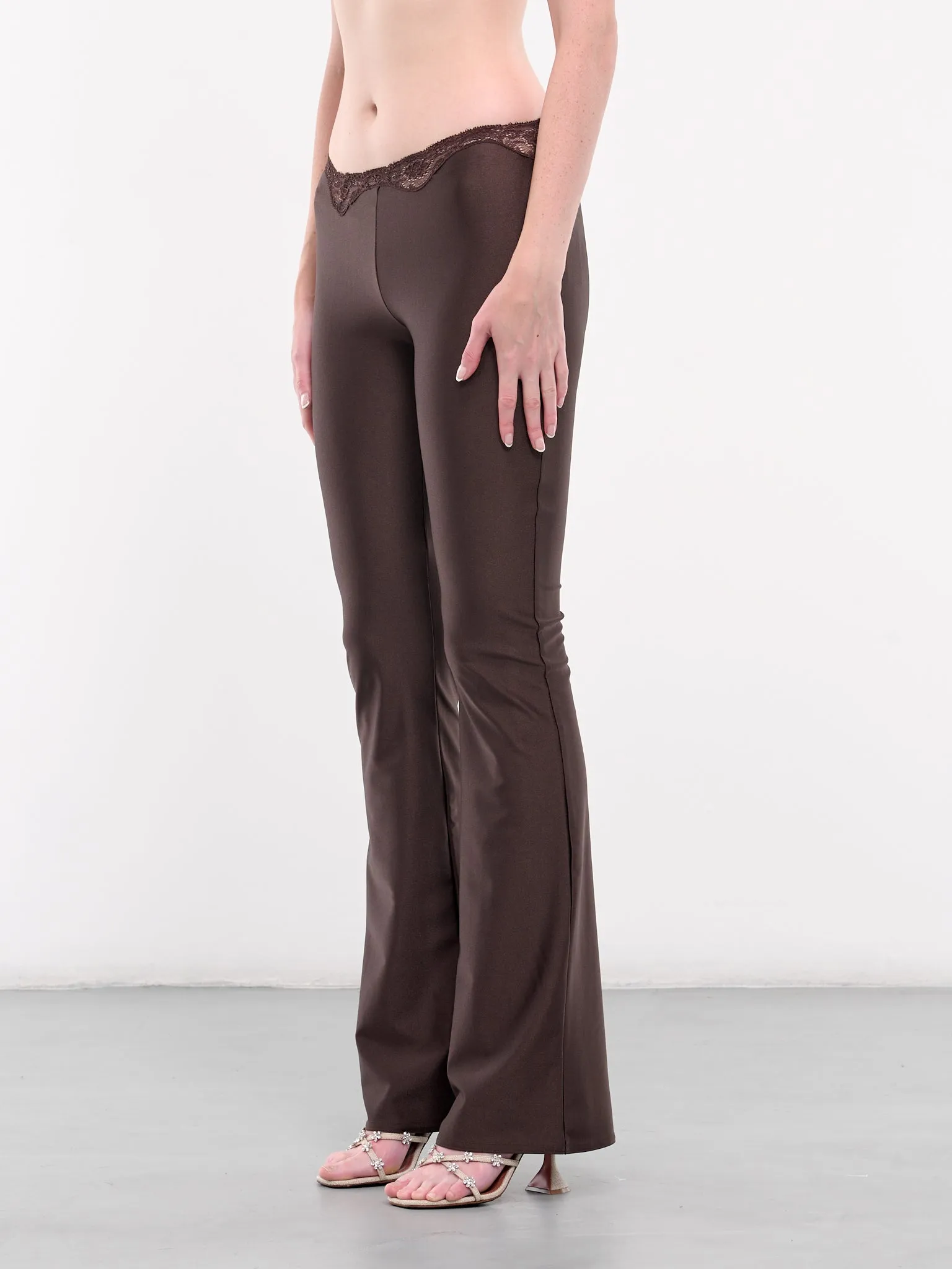 Signature Lace Trim Leggings (LG003-CHOCOLAT)