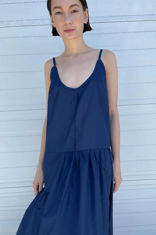 Sofia Silk Slip Dress in Navy