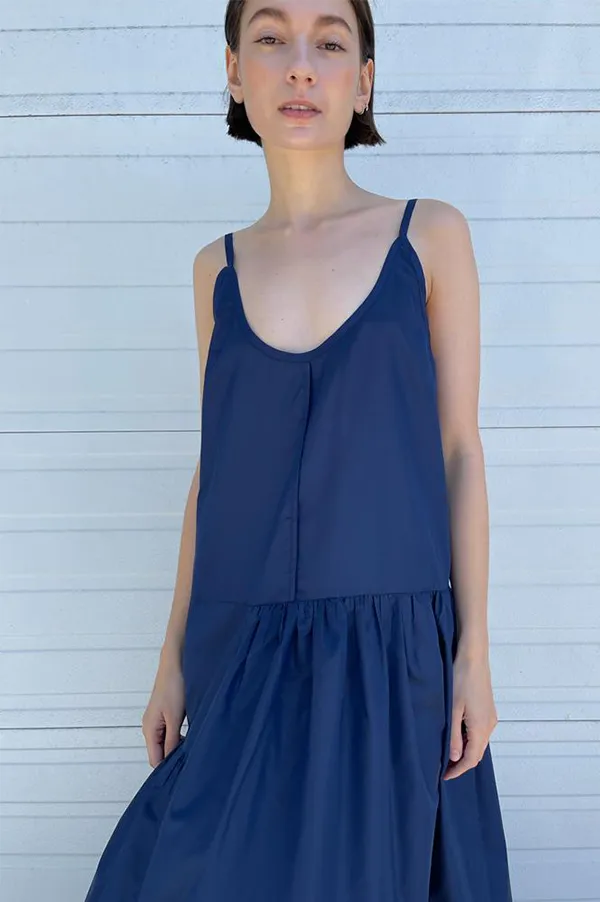 Sofia Silk Slip Dress in Navy