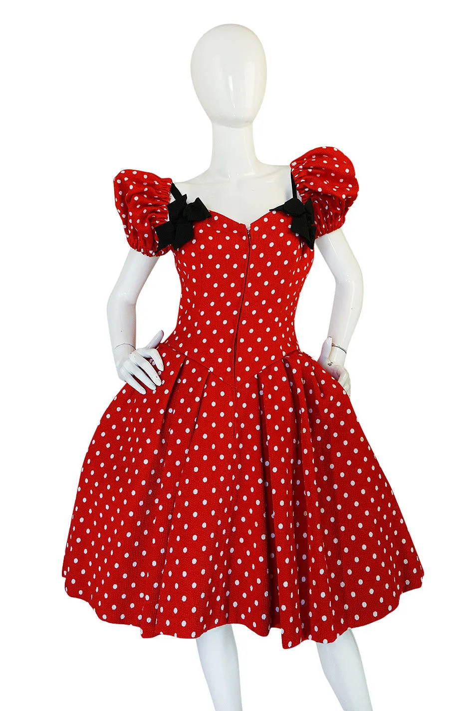 Spring 1988 Christian Lacroix Couture Dot & Bow Dress