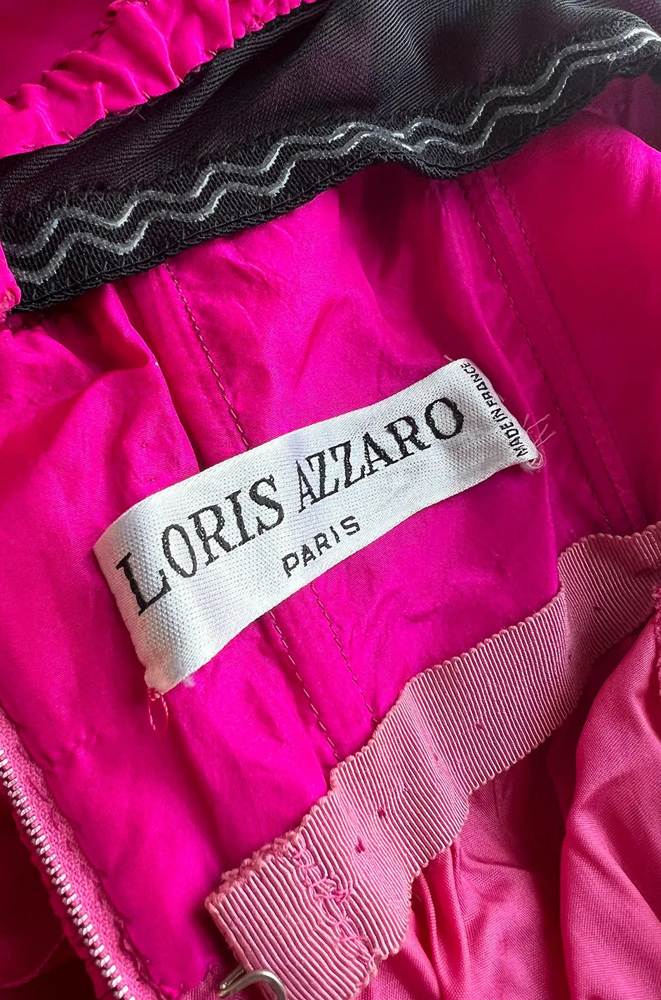 Stunning 1980s Loris Azzaro Strapless Bright Pink Silk Taffeta Layered 'Petal' Dress