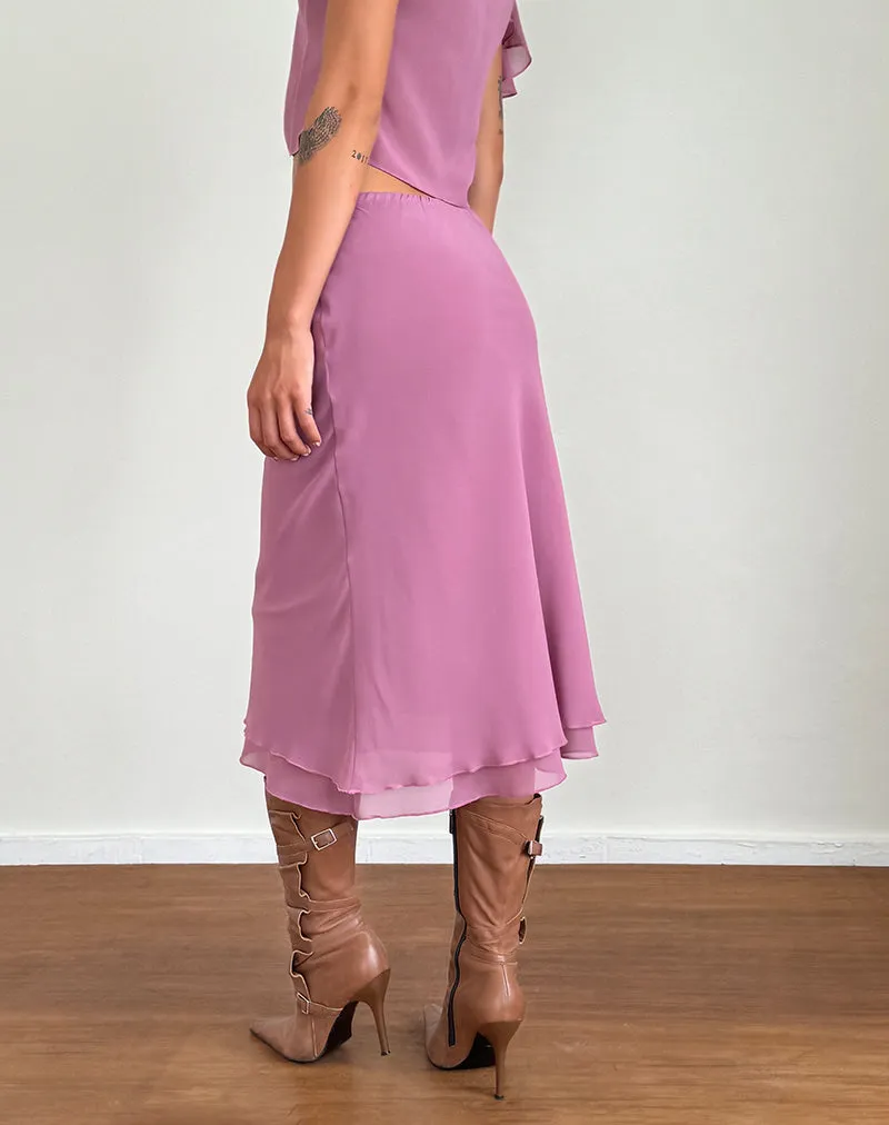 Suharni Midi Skirt in Chiffon Mauve