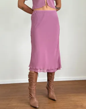 Suharni Midi Skirt in Chiffon Mauve