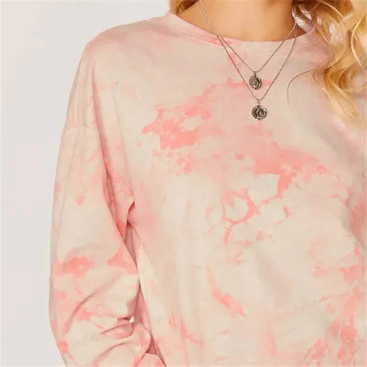 Thick Fashionable Pastel Pullover Tie Dye Sweatshirt Top