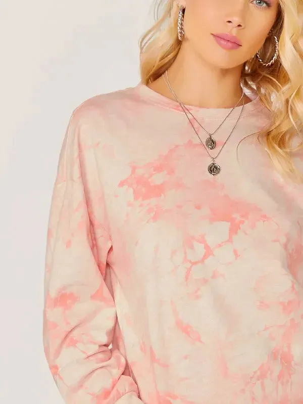 Thick Fashionable Pastel Pullover Tie Dye Sweatshirt Top