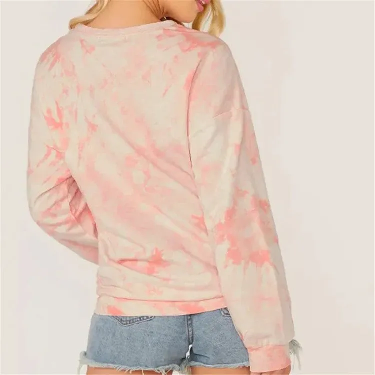 Thick Fashionable Pastel Pullover Tie Dye Sweatshirt Top