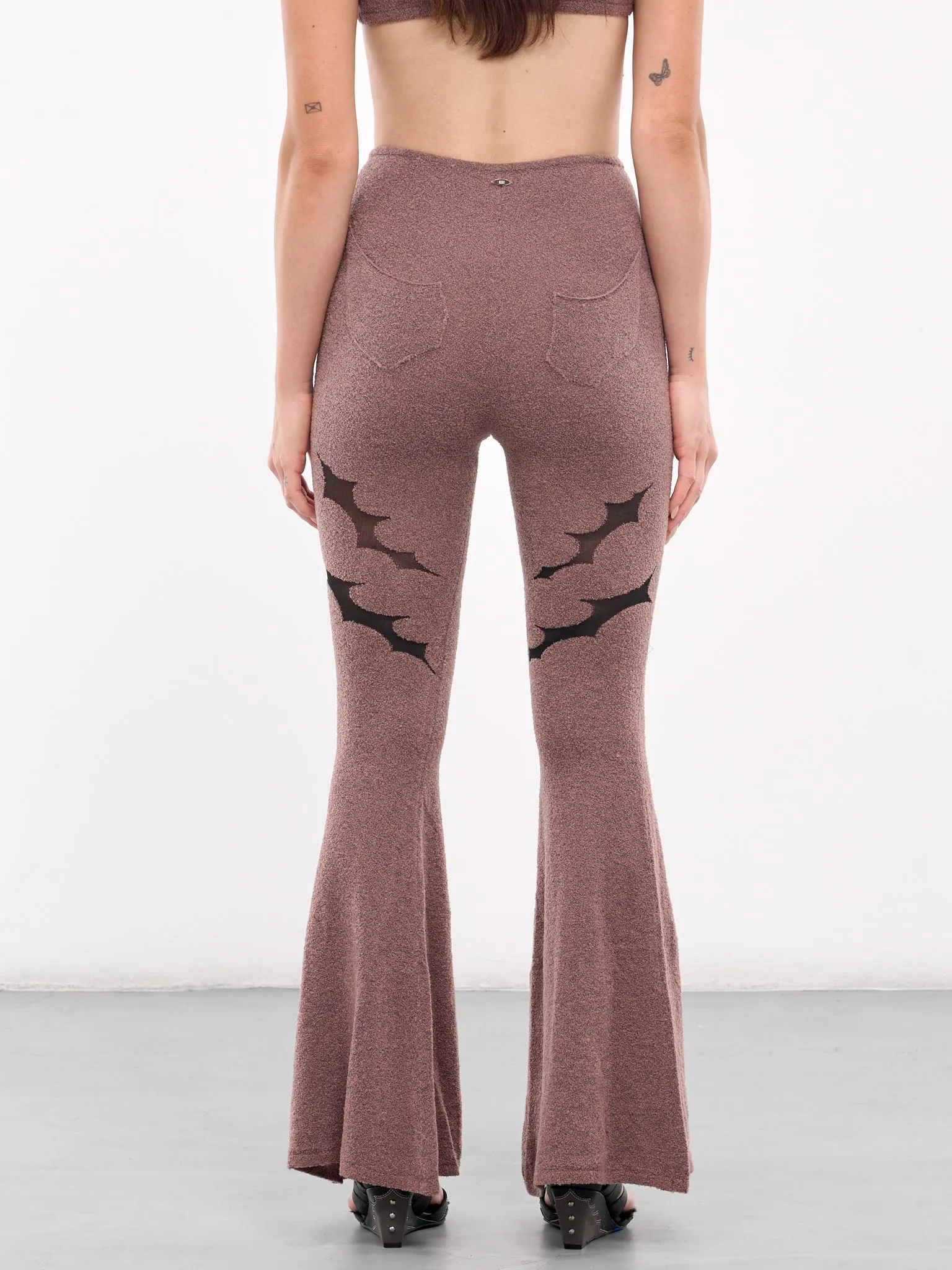 Thorn Intarsia Flared Trousers (KN14T-TEA-ROSE)