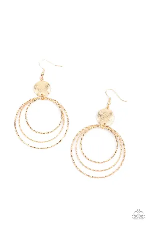 Universal Rehearsal - Gold Earrings - Paparazzi Accessories