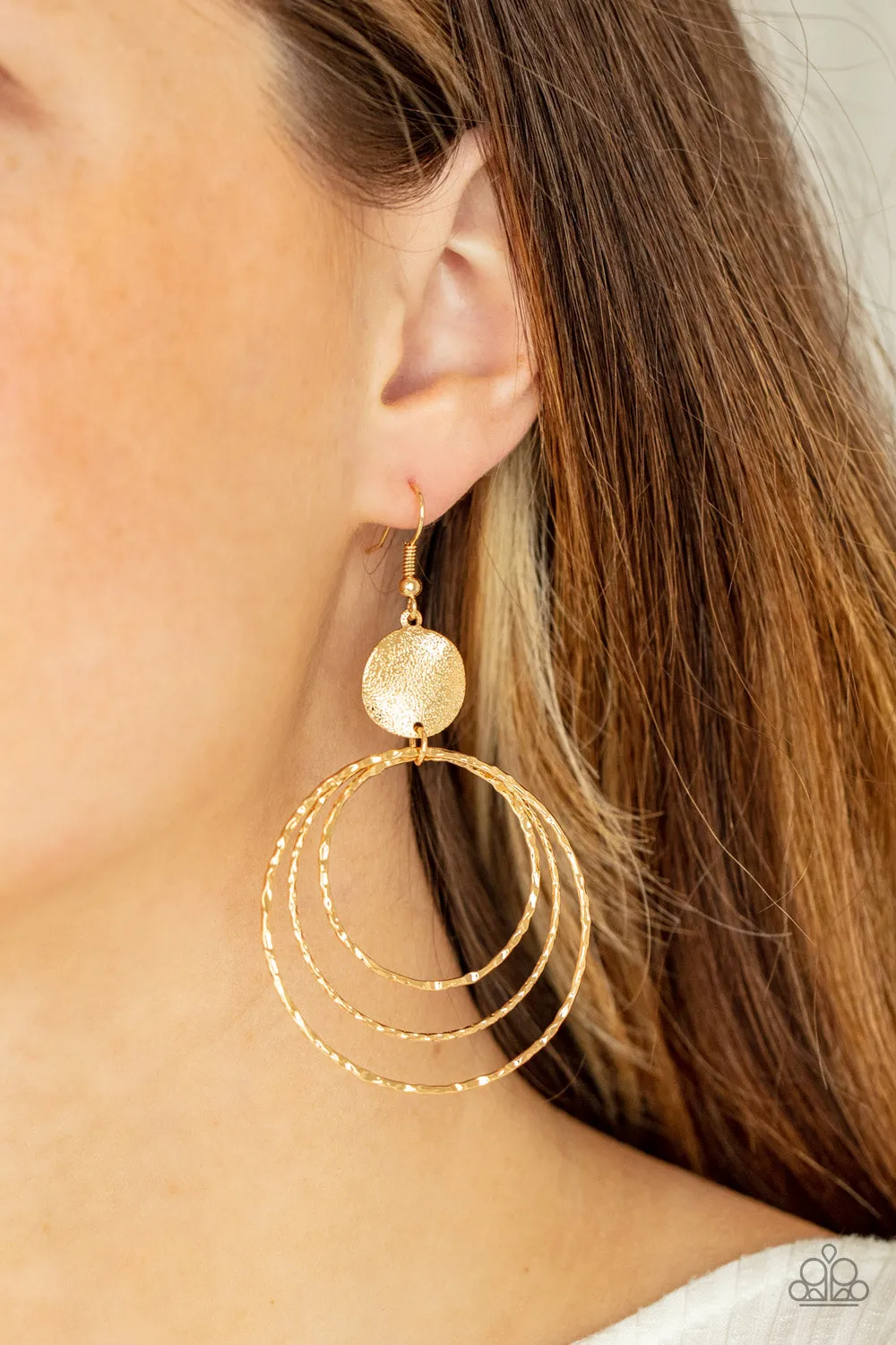 Universal Rehearsal - Gold Earrings - Paparazzi Accessories