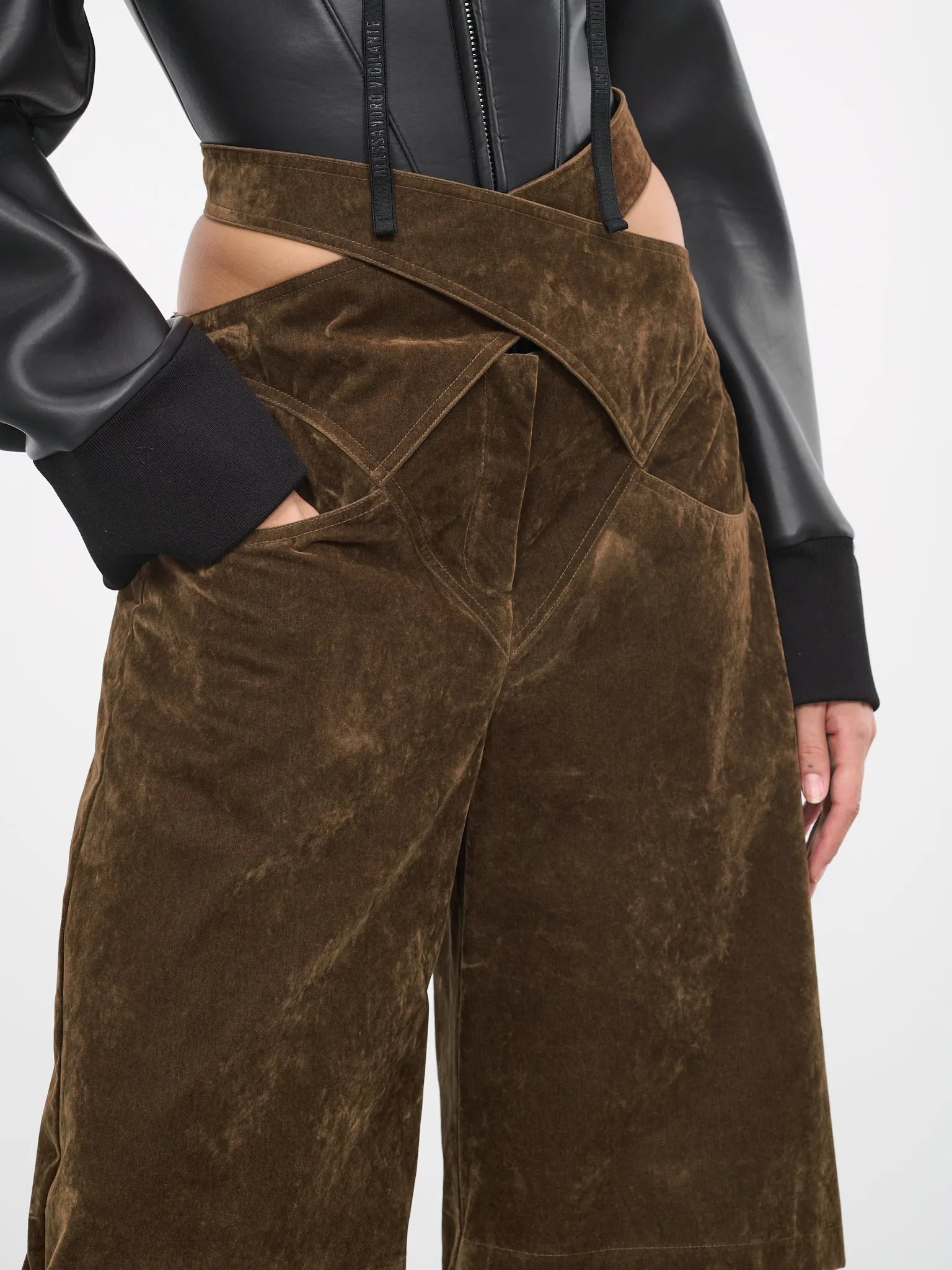 Velvet Wide Trousers (300012A-VXE027-215-BROWN)