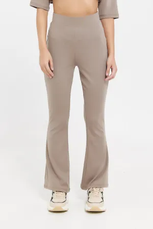 Women Brown Flared Leg Active Pants