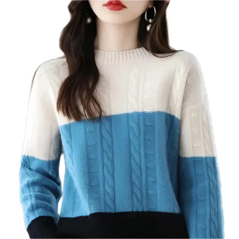 Women's Crew-Neck Pullover Sweater - Long Sleeve Jumper, Autumn Winter Fashion Layering Top