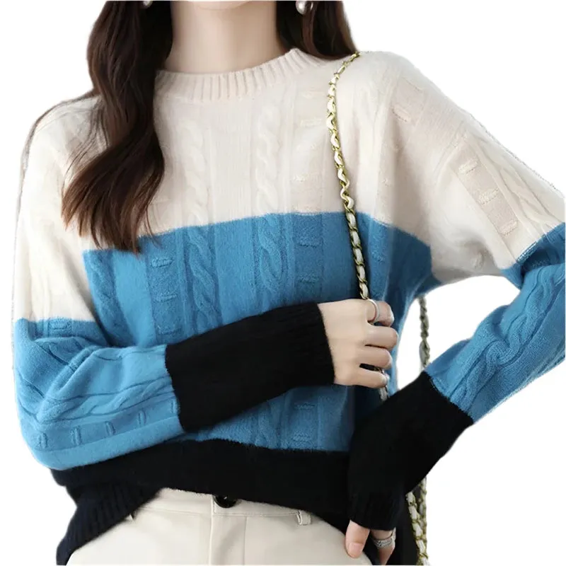 Women's Crew-Neck Pullover Sweater - Long Sleeve Jumper, Autumn Winter Fashion Layering Top