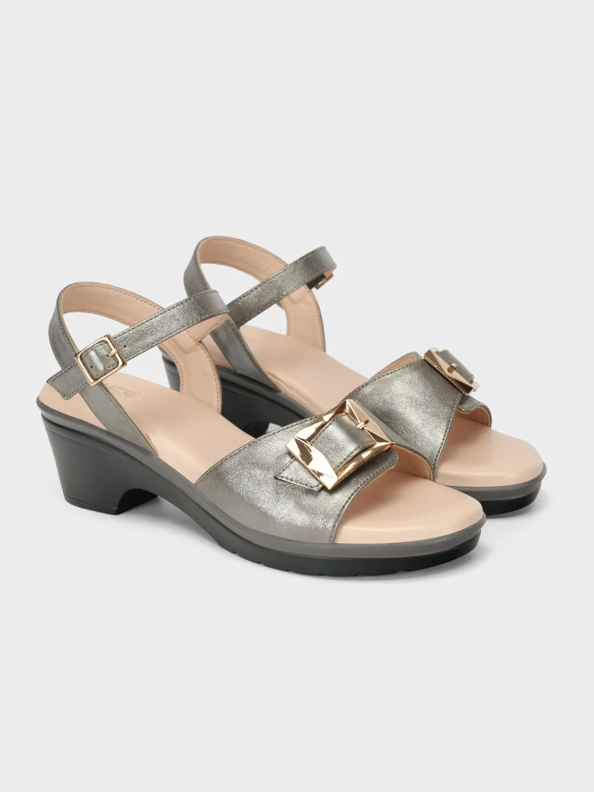 Women's "TRUONG" Shimmer Block Heel Sandals